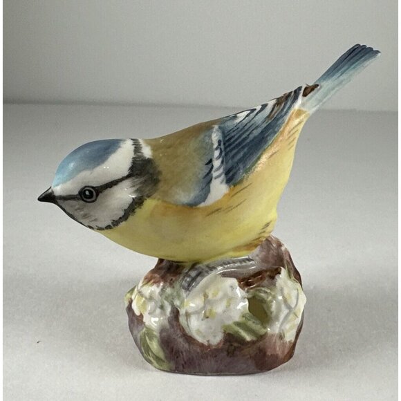 Antique Grainger Royal Worcester G161 Shape Blue Tit Vase  Vintage Bird Blue Titmouse Bone China Royal Worcester Made In England #3199